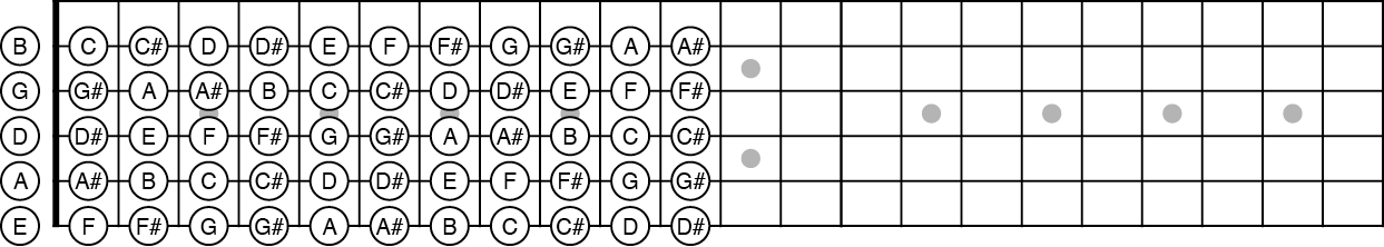 Schéma simplifié du manche de la guitare 4